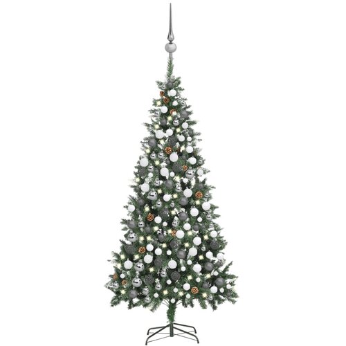 vidaXL umjetno božićno drvce LED s kuglicama i &scaron;i&scaron;kama 210 cm Cijene