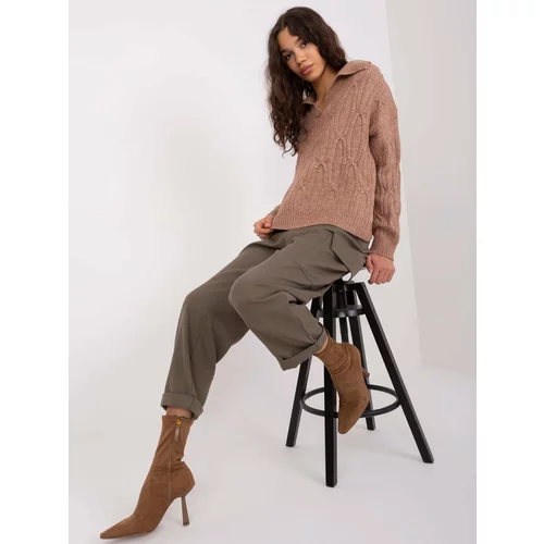 Fashion Hunters Brown sweater with cables, loose fit