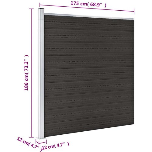  za ogradu WPC 175 x 186 cm crni Slike