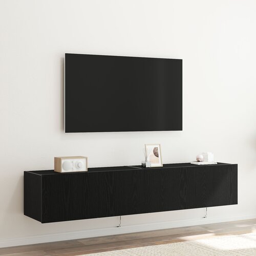VidaXL TV omarice z LED lučmi 2 kosa Črni hrast 80x35x31 cm Slike