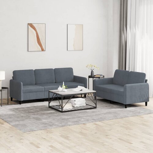 2-dijelni set sofa tamnosivi bar&scaron;unasti Siva Cene