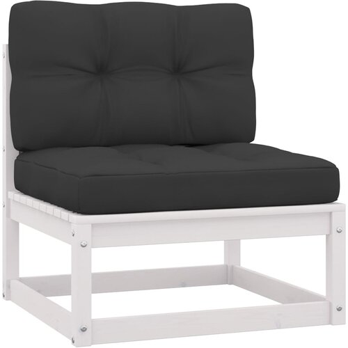 VidaXL Srednja vrtna sofa s antracit jastucima od borovine bijela Slike