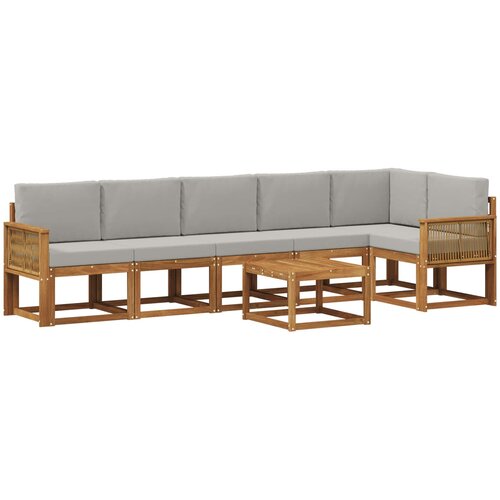  Set vanjskih sofa 7 kom. Prirodna i svjetlosiva Poliester Slike