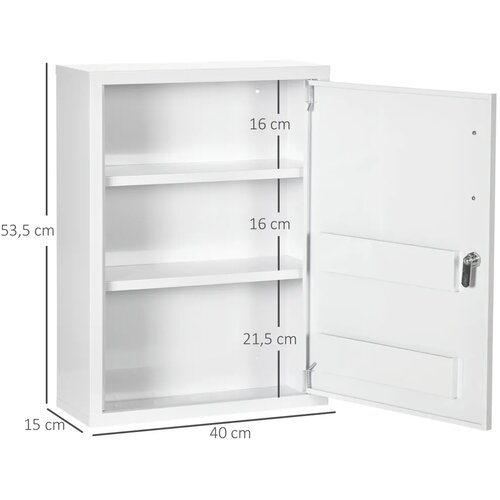  Ormarić za lijekove 3 pretinca zaključava se s pretincem za lijekove čvrsto čelično kući&amp;scaron;te bijela 40 x 15 x 53 5 cm Slike
