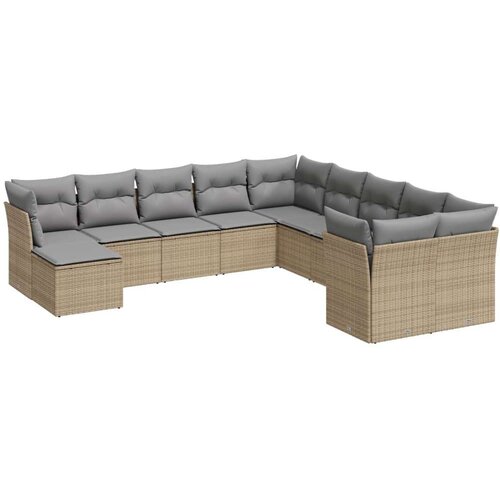  11-dijelni set vrtnih sofa od poliratana s jastucima bež Slike