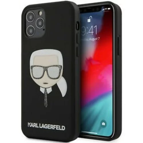 Karl Lagerfeld Klhcp12lglbk za iphone 12 pro max črna silikonska zaščita - karl s head glitter glasses