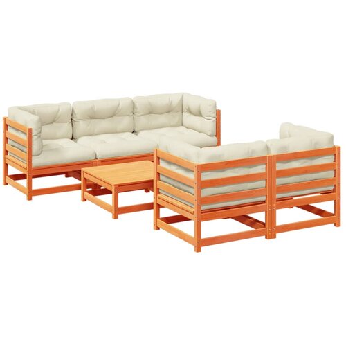 6-dijelni set vrtnih sofa s jastucima vo&amp;scaron;tano smeđi od borovine Slike