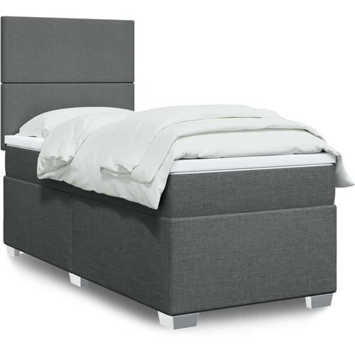 vidaXL Krevet s oprugama i madracem tamnosivi 90 x 190 cm od tkanine Cene