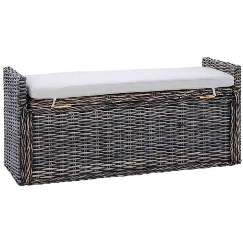  Klupa za pohranu s jastukom Crno pranje 110 x 40 x 50 cm Ratan Slike