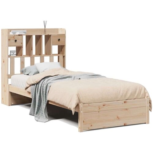 VidaXL Krevet s regalom za knjige bez madraca 75x190 cm borovina Slike