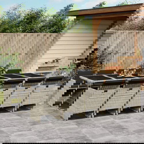 VidaXL 11-dijelni vrtni blagovaonski set s jastucima svijetlosivi Slike