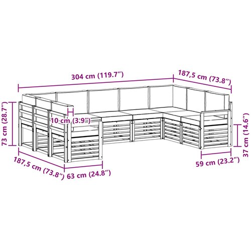  Set vanjskih sofa 7 pcs Bijela i Krem 304 x 128,5 x 73 cm Slike