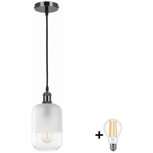Brilagi LED luster na sajli RETRO GLASS 1xE27/60W/230V prečnik 14 cm crna/bela Slike