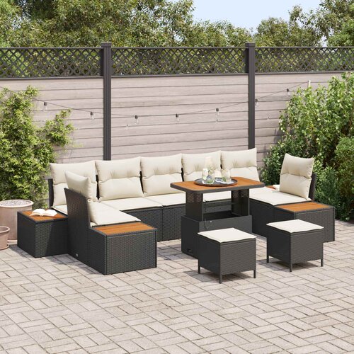  Sjedeća garnitura za vrt 10 kom. 9-Broj sjedala Crna i Krema 283 x 121 x 85 cm Cijene
