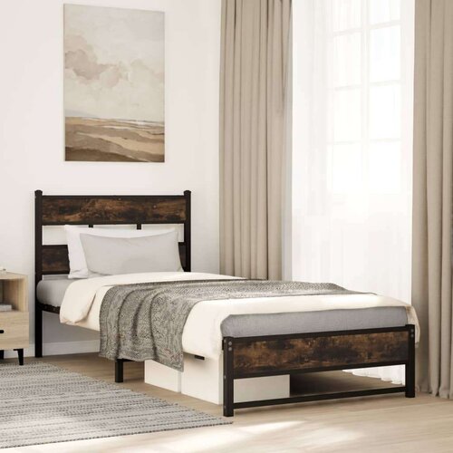 VidaXL Metalni okvir kreveta bez madraca boja hrasta 90x200 cm Slike