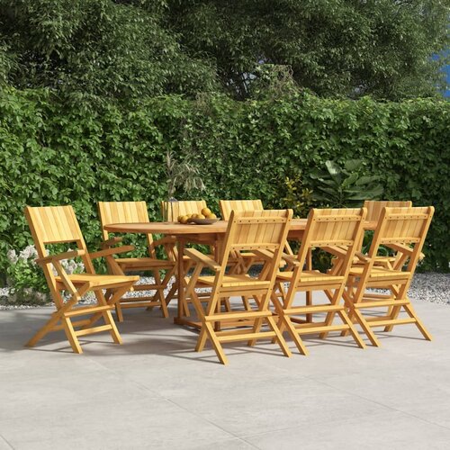 VidaXL Sklopive vrtne stolice 8 kom 55x61x90 cm od masivne tikovine Slike