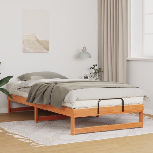  Konstrukcija postelje Rjava 100 x 210 cm Masivno borovo les, (5000126338) Cene