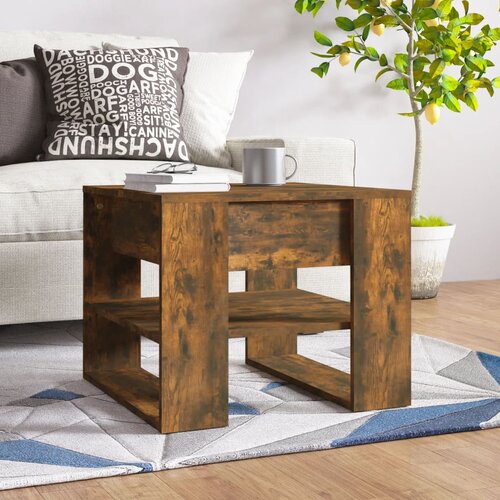 The Living Store Klubska mizica dimljeni hrast 55,5x55x45 cm konstruiran les - Klubska Mizica, (21574974) Cene