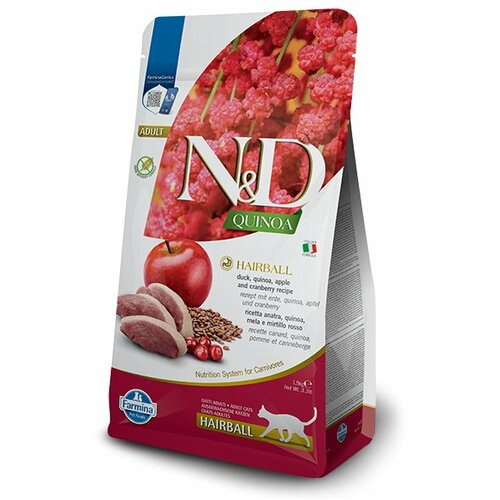 Farmina n&d quinoa hrana za mačke - hairball duck, apple & cranberry 300g Cene