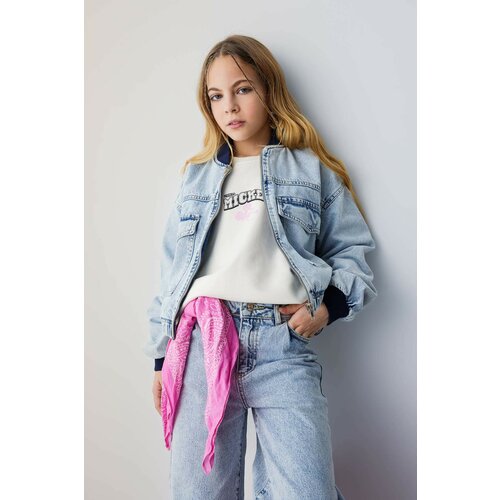 Defacto Girl Bomber Collar Jean Jacket Slike