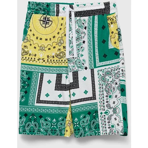 United Colors Of Benetton Dječje pamučne kratke hlače boja: zelena, s uzorkom, podesivi struk