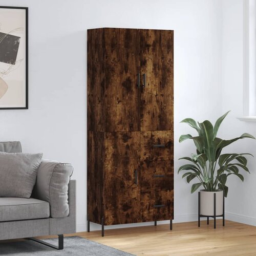 vidaXL Visoka komoda dimljen hrast 69,5x34x180 cm inženirski les Cene