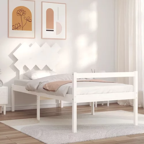  kreveta s uzglavljem bijeli 90 x 200 cm od masivnog drva
