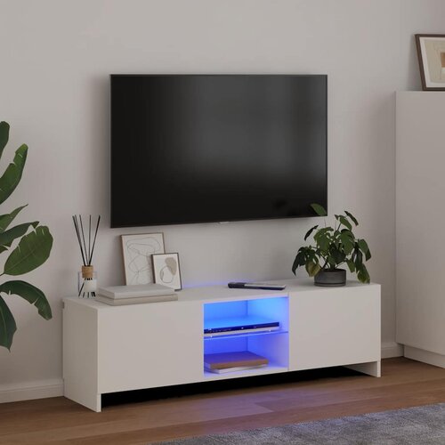 TV ormarić s LED svjetlima bijeli 120 x 30 x 36 cm Cene