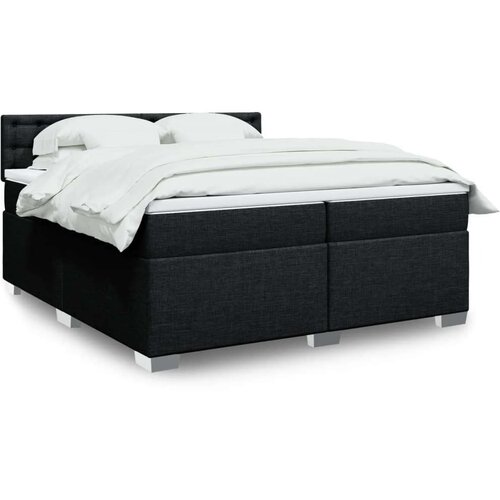  Krevet s oprugama i madracem crni 200x200 cm od tkanine Slike