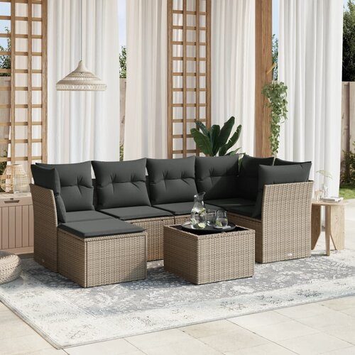 vidaXL 7-dijelni set vrtnih sofa svjetlosivi od poliratana Cijene