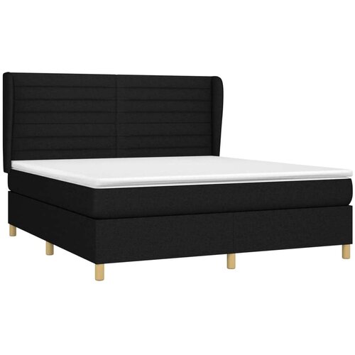  Krevet s oprugama i madracem crni 160x200 cm od tkanine Slike
