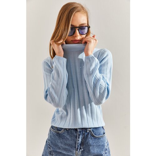 Bianco Lucci Women's Turtleneck Ribbed Knitwear Sweater Cene