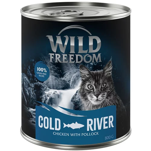 Wild Freedom Adult 6 x 800 g - receptura brez žitaric - Cold River Sterilised - piščanec s sajem