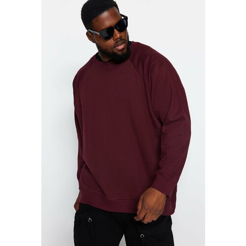 Trendyol Plus Size Sweatshirt - Burgundy - Oversize Slike