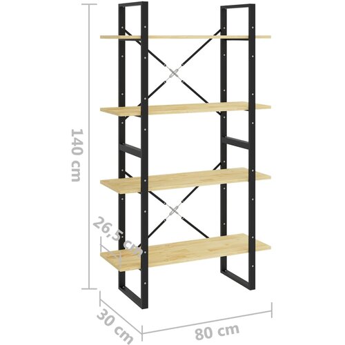  za knjige s 4 razine 80 x 30 x 140 cm masivna borovina Slike