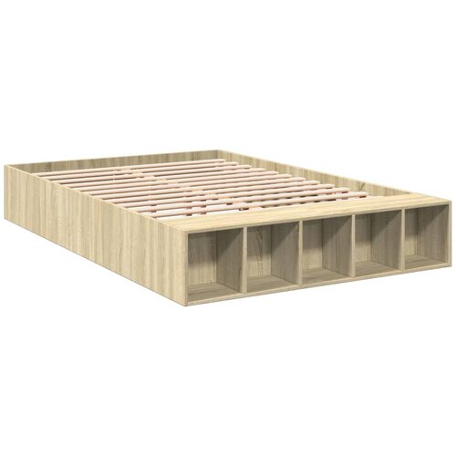  Okvir za krevet boja hrasta 120x190 cm od konstruiranog drva Smeđa 120 x 190 cm Slike