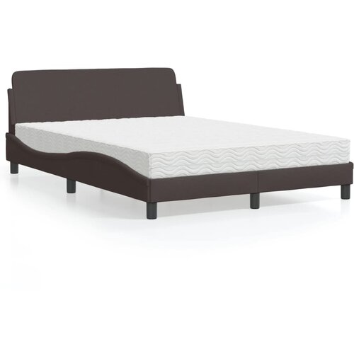 VidaXL Krevet s madracem tamnosmeđi 120 x 200 cm od tkanine Slike
