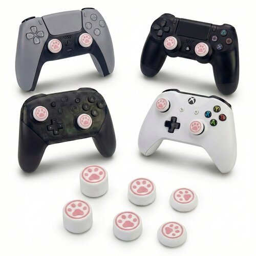  Mačje tačke 6 silikonskih kapic belo-roza barve za PS5 & PS4 & XBOX & Switch Pro Cene