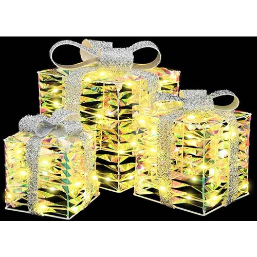 VidaXL Poklonska kutija 3 pcs Topla bijela 20 x 20 x 20 cm PET Slike