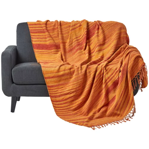 HOMESCAPES Prevleka za posteljo in kavč iz bombažne šenilje Tie Dye Orange, 220x240 cm, (20749787)