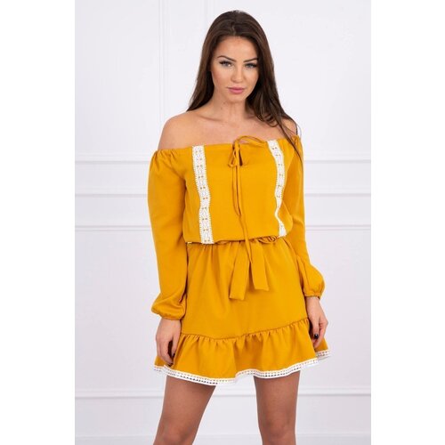Kesi Shoulder dress and lace mustard Cene