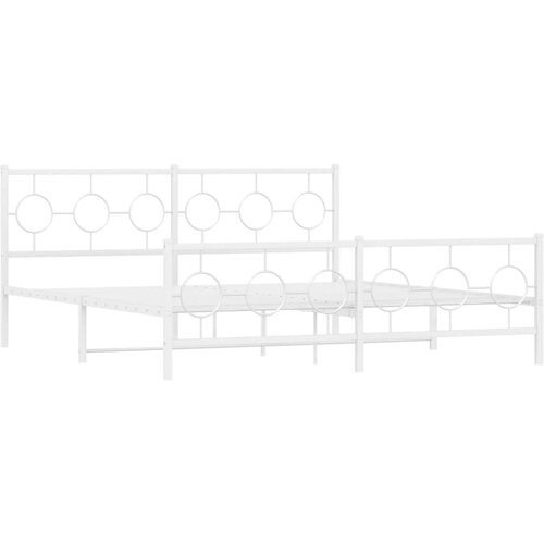  Metalni okvir kreveta uzglavlje i podnožje bijeli 180x200 cm Slike