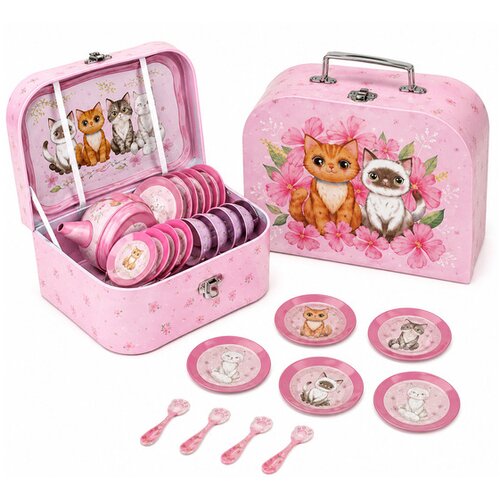  Dečji čajni set u koferu, roze, kofer 25,5&amp;times;18,5 cm Slike
