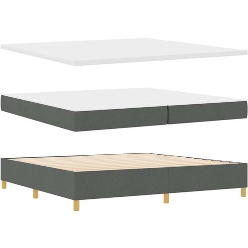 VidaXL Krevet s uzglavljem s madracem i klupom tamnosiva 200x200 cm Tkanina Slike