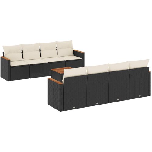  9-dijelni set vrtnih sofa s jastucima crni od poliratana Crna 61 x 62 x 69 cm Slike