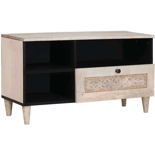 vidaXL TV omarica s predalom Bela 80 x 33 x 46 cm trden mangov les Cene