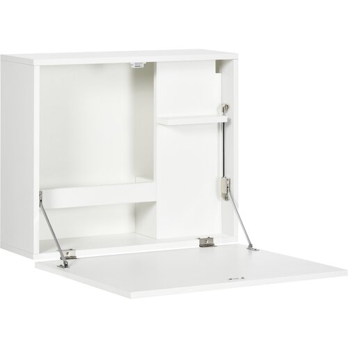 HOMCOM zložljiva in prostorsko varčna stenska pisalna miza s policami za kabinet, dnevno sobo in pisarno, iz iverne plošče in MDF, 60x21,5x50 cm, bela, (20728010) Cene