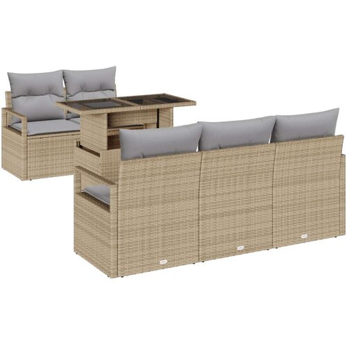  6-dijelni Vrtni Sofa Set S Jastučićima Bež Poly Rattan  2-sjedalna Vrtna Sofa S Prostorom Za Pohranu I Jastučićima Bež Poly Ratt Cijene