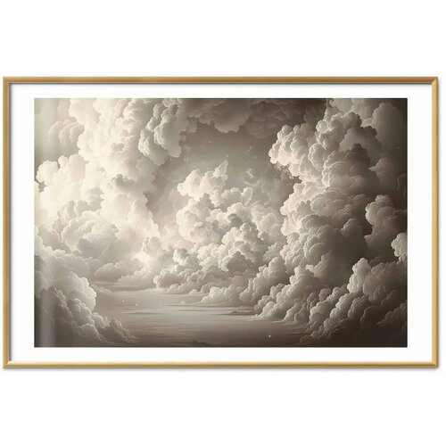  Plakat Whisper of Illuminated Clouds: Soft Light Play in the Sky Theater 90x60 Zlatni okvir s margom Slike