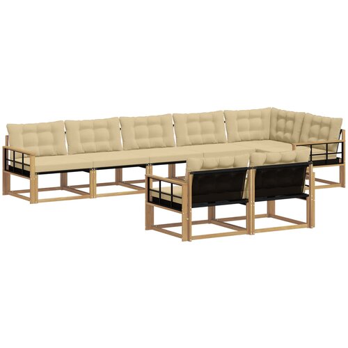  Set vanjskih sofa 8 kom. Bijela i bež Smeđa 406 x 168,5 x 73 cm Slike